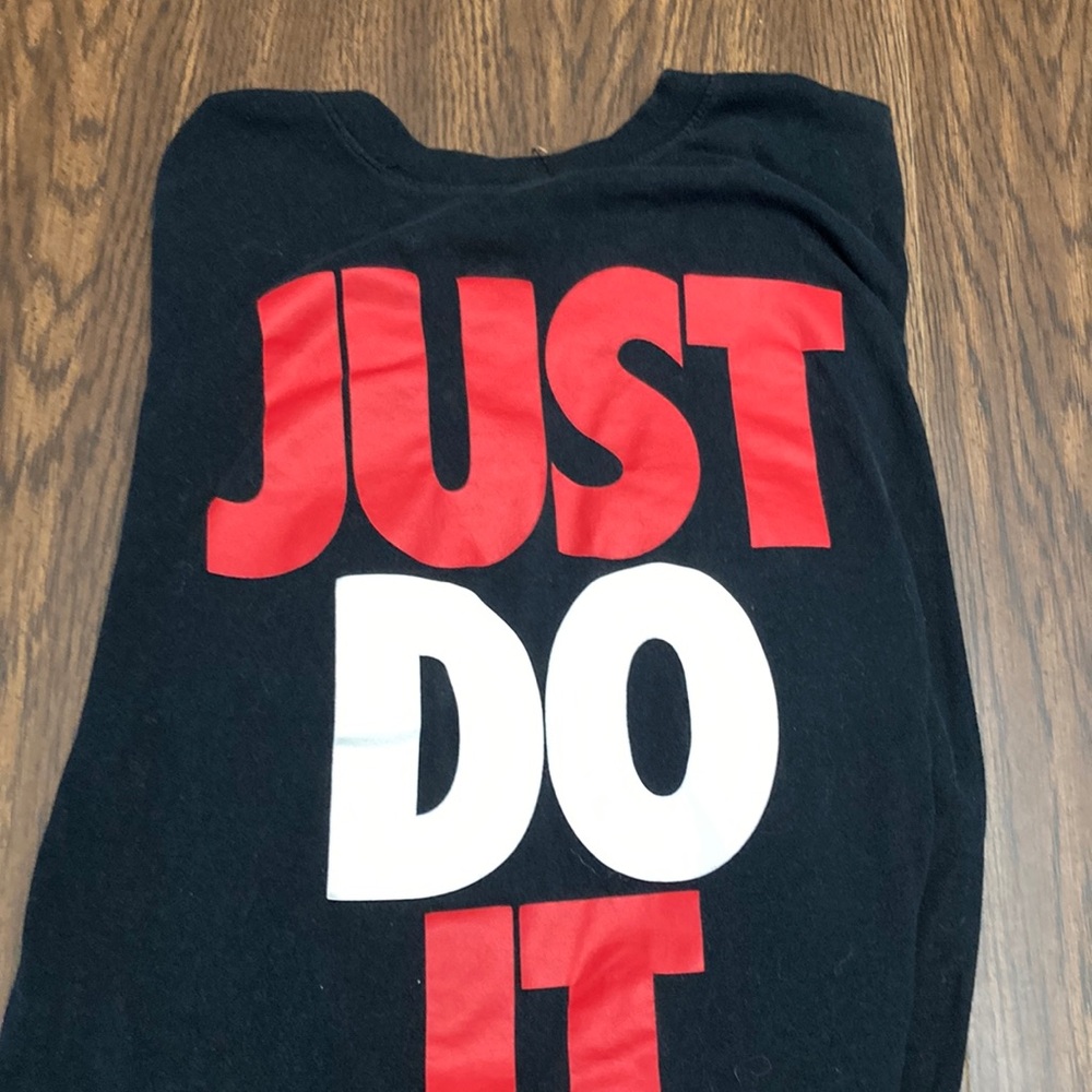 Nike Black Tee with Red and White Slogan